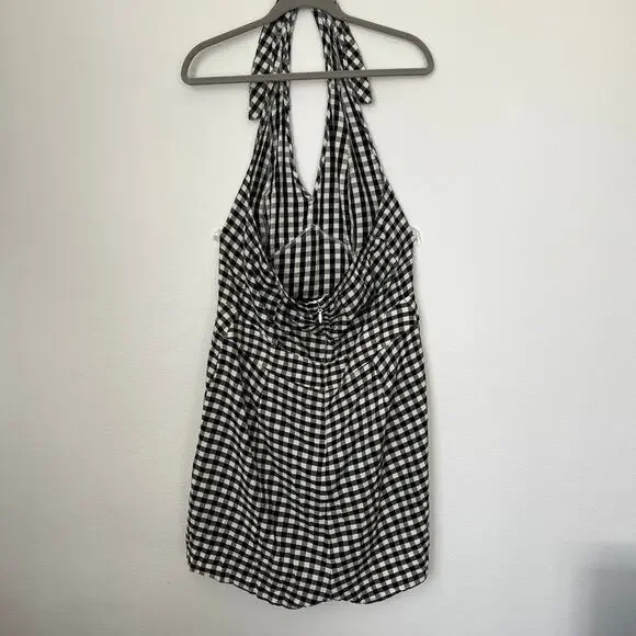 torrid Black and White Gingham Halter Romper - Picture 6 of 6